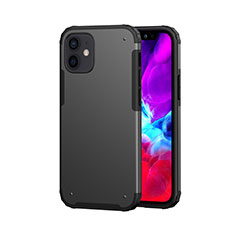 Silikon Hülle Handyhülle und Kunststoff Schutzhülle Hartschalen Tasche Vorder und Rückseite 360 Grad Ganzkörper für Apple iPhone 12 Mini Schwarz