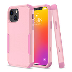 Silikon Hülle Handyhülle und Kunststoff Schutzhülle Hartschalen Tasche Vorder und Rückseite 360 Grad Ganzkörper für Apple iPhone 14 Pink