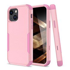 Silikon Hülle Handyhülle und Kunststoff Schutzhülle Hartschalen Tasche Vorder und Rückseite 360 Grad Ganzkörper für Apple iPhone 15 Pink