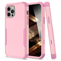 Silikon Hülle Handyhülle und Kunststoff Schutzhülle Hartschalen Tasche Vorder und Rückseite 360 Grad Ganzkörper für Apple iPhone 15 Pro Max Pink