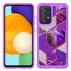 Silikon Hülle Handyhülle und Kunststoff Schutzhülle Hartschalen Tasche Vorder und Rückseite 360 Grad Ganzkörper JX1 für Samsung Galaxy A52 4G Violett