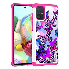 Silikon Hülle Handyhülle und Kunststoff Schutzhülle Hartschalen Tasche Vorder und Rückseite 360 Grad Ganzkörper JX1 für Samsung Galaxy A71 4G A715 Pink