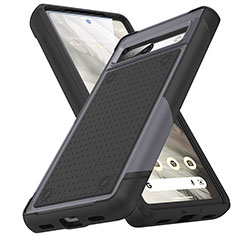 Silikon Hülle Handyhülle und Kunststoff Schutzhülle Hartschalen Tasche Vorder und Rückseite 360 Grad Ganzkörper MQ1 für Google Pixel 7a 5G Dunkelgrau