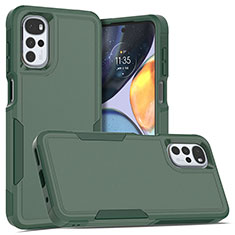 Silikon Hülle Handyhülle und Kunststoff Schutzhülle Hartschalen Tasche Vorder und Rückseite 360 Grad Ganzkörper MQ1 für Motorola Moto G22 Nachtgrün