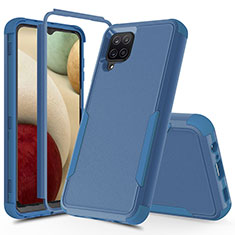 Silikon Hülle Handyhülle und Kunststoff Schutzhülle Hartschalen Tasche Vorder und Rückseite 360 Grad Ganzkörper MQ1 für Samsung Galaxy A12 5G Blau