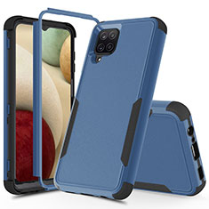 Silikon Hülle Handyhülle und Kunststoff Schutzhülle Hartschalen Tasche Vorder und Rückseite 360 Grad Ganzkörper MQ1 für Samsung Galaxy A12 5G Blau und Schwarz