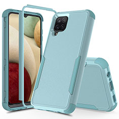 Silikon Hülle Handyhülle und Kunststoff Schutzhülle Hartschalen Tasche Vorder und Rückseite 360 Grad Ganzkörper MQ1 für Samsung Galaxy A12 5G Hellblau