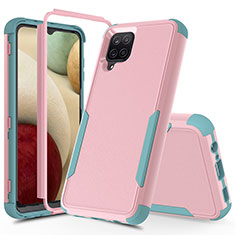 Silikon Hülle Handyhülle und Kunststoff Schutzhülle Hartschalen Tasche Vorder und Rückseite 360 Grad Ganzkörper MQ1 für Samsung Galaxy A12 5G Rosa