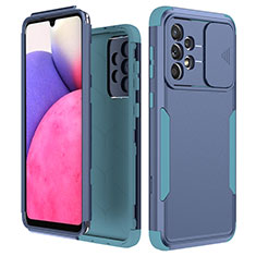 Silikon Hülle Handyhülle und Kunststoff Schutzhülle Hartschalen Tasche Vorder und Rückseite 360 Grad Ganzkörper MQ1 für Samsung Galaxy A33 5G Hellblau