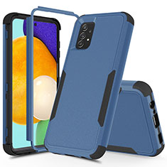 Silikon Hülle Handyhülle und Kunststoff Schutzhülle Hartschalen Tasche Vorder und Rückseite 360 Grad Ganzkörper MQ1 für Samsung Galaxy A52 4G Blau und Schwarz