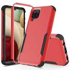 Silikon Hülle Handyhülle und Kunststoff Schutzhülle Hartschalen Tasche Vorder und Rückseite 360 Grad Ganzkörper MQ1 für Samsung Galaxy F12 Rot