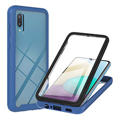 Silikon Hülle Handyhülle und Kunststoff Schutzhülle Hartschalen Tasche Vorder und Rückseite 360 Grad Ganzkörper U02 für Samsung Galaxy A02 Blau