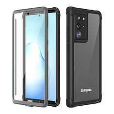 Silikon Hülle Handyhülle und Kunststoff Schutzhülle Hartschalen Tasche Vorder und Rückseite 360 Grad Ganzkörper U02 für Samsung Galaxy Note 20 Ultra 5G Schwarz