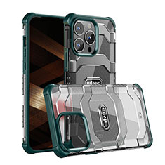 Silikon Hülle Handyhülle und Kunststoff Schutzhülle Hartschalen Tasche Vorder und Rückseite 360 Grad Ganzkörper U03 für Apple iPhone 14 Pro Grün