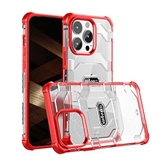 Silikon Hülle Handyhülle und Kunststoff Schutzhülle Hartschalen Tasche Vorder und Rückseite 360 Grad Ganzkörper U03 für Apple iPhone 14 Pro Rot