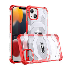 Silikon Hülle Handyhülle und Kunststoff Schutzhülle Hartschalen Tasche Vorder und Rückseite 360 Grad Ganzkörper U03 für Apple iPhone 14 Rot