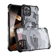 Silikon Hülle Handyhülle und Kunststoff Schutzhülle Hartschalen Tasche Vorder und Rückseite 360 Grad Ganzkörper U03 für Apple iPhone 15 Schwarz