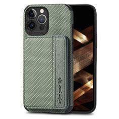 Silikon Hülle Handyhülle und Kunststoff Schutzhülle Hartschalen Tasche Vorder und Rückseite 360 Grad Ganzkörper U05 für Apple iPhone 14 Pro Grün