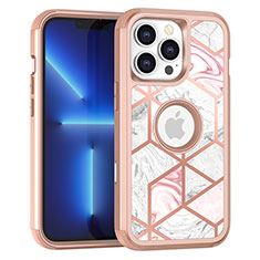 Silikon Hülle Handyhülle und Kunststoff Schutzhülle Hartschalen Tasche Vorder und Rückseite 360 Grad Ganzkörper YJ1 für Apple iPhone 13 Pro Max Rosegold