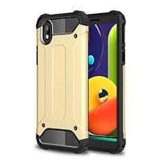 Silikon Hülle Handyhülle und Kunststoff Schutzhülle Hartschalen Tasche WL1 für Samsung Galaxy A01 Core Gold