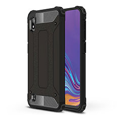 Silikon Hülle Handyhülle und Kunststoff Schutzhülle Hartschalen Tasche WL1 für Samsung Galaxy A10 Schwarz