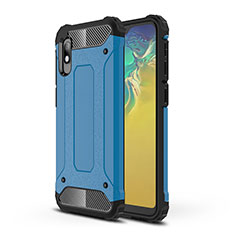 Silikon Hülle Handyhülle und Kunststoff Schutzhülle Hartschalen Tasche WL1 für Samsung Galaxy A10e Blau