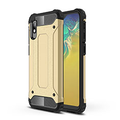 Silikon Hülle Handyhülle und Kunststoff Schutzhülle Hartschalen Tasche WL1 für Samsung Galaxy A10e Gold