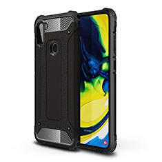 Silikon Hülle Handyhülle und Kunststoff Schutzhülle Hartschalen Tasche WL1 für Samsung Galaxy A11 Schwarz