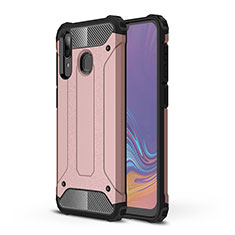 Silikon Hülle Handyhülle und Kunststoff Schutzhülle Hartschalen Tasche WL1 für Samsung Galaxy A30 Rosegold