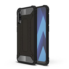 Silikon Hülle Handyhülle und Kunststoff Schutzhülle Hartschalen Tasche WL1 für Samsung Galaxy A50 Schwarz