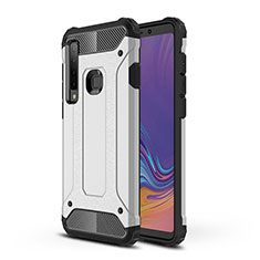 Silikon Hülle Handyhülle und Kunststoff Schutzhülle Hartschalen Tasche WL1 für Samsung Galaxy A9s Silber