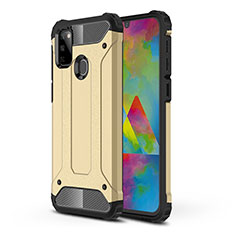 Silikon Hülle Handyhülle und Kunststoff Schutzhülle Hartschalen Tasche WL1 für Samsung Galaxy M21 Gold