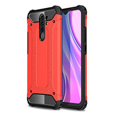 Silikon Hülle Handyhülle und Kunststoff Schutzhülle Hartschalen Tasche WL1 für Xiaomi Redmi 9 Prime India Rot