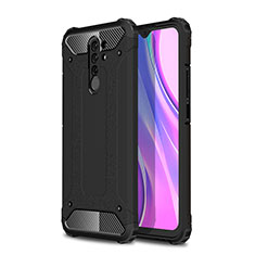 Silikon Hülle Handyhülle und Kunststoff Schutzhülle Hartschalen Tasche WL1 für Xiaomi Redmi 9 Prime India Schwarz