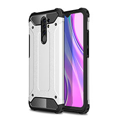 Silikon Hülle Handyhülle und Kunststoff Schutzhülle Hartschalen Tasche WL1 für Xiaomi Redmi 9 Prime India Silber