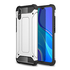 Silikon Hülle Handyhülle und Kunststoff Schutzhülle Hartschalen Tasche WL1 für Xiaomi Redmi 9A Silber