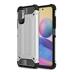 Silikon Hülle Handyhülle und Kunststoff Schutzhülle Hartschalen Tasche WL1 für Xiaomi Redmi Note 10T 5G Silber