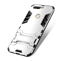 Silikon Hülle Handyhülle und Kunststoff Schutzhülle mit Ständer für Huawei Honor 8 Pro Weiß