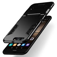 Silikon Hülle Handyhülle und Kunststoff Schutzhülle mit Ständer für Huawei Honor 9 Schwarz