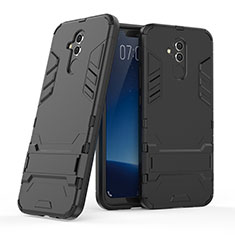 Silikon Hülle Handyhülle und Kunststoff Schutzhülle mit Ständer für Huawei Maimang 7 Schwarz