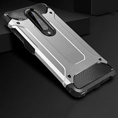 Silikon Hülle Handyhülle und Kunststoff Schutzhülle Tasche für OnePlus 8 Silber