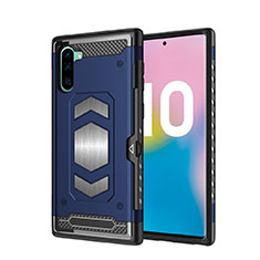 Silikon Hülle Handyhülle und Kunststoff Schutzhülle Tasche Magnetisch für Samsung Galaxy Note 10 Blau