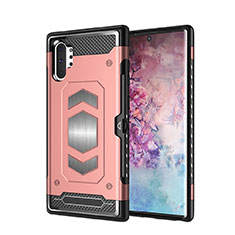 Silikon Hülle Handyhülle und Kunststoff Schutzhülle Tasche Magnetisch für Samsung Galaxy Note 10 Plus 5G Rosegold