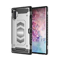 Silikon Hülle Handyhülle und Kunststoff Schutzhülle Tasche Magnetisch für Samsung Galaxy Note 10 Plus 5G Silber