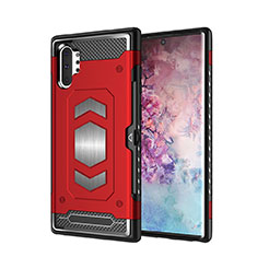 Silikon Hülle Handyhülle und Kunststoff Schutzhülle Tasche Magnetisch für Samsung Galaxy Note 10 Plus Rot