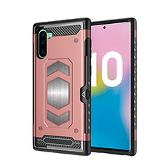 Silikon Hülle Handyhülle und Kunststoff Schutzhülle Tasche Magnetisch für Samsung Galaxy Note 10 Rosegold