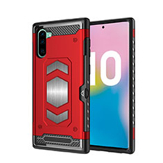 Silikon Hülle Handyhülle und Kunststoff Schutzhülle Tasche Magnetisch für Samsung Galaxy Note 10 Rot