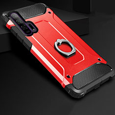 Silikon Hülle Handyhülle und Kunststoff Schutzhülle Tasche mit Fingerring Ständer für Huawei Honor 20 Pro Rot