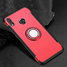 Silikon Hülle Handyhülle und Kunststoff Schutzhülle Tasche mit Fingerring Ständer für Huawei Honor V10 Lite Rot