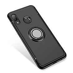 Silikon Hülle Handyhülle und Kunststoff Schutzhülle Tasche mit Fingerring Ständer für Huawei Nova 3i Schwarz